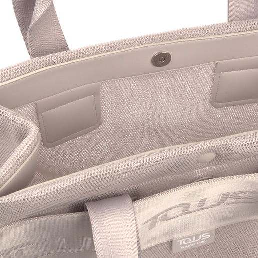 トートバッグ  Ina TOUS  テディベアチャーム付  XL ポリエステル グレー