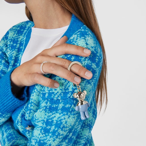 Gold and blue TOUS Teddy Bear Key ring