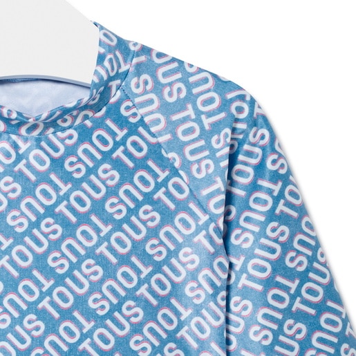 Long-sleeved beach t-shirt in Logo blue