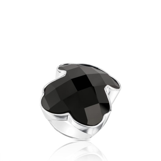 Silver Ring with faceted onyx 2,9cm.TOUS Color | TOUS