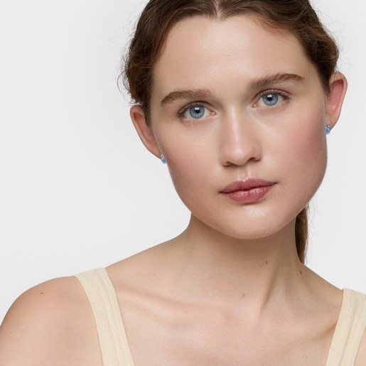 Silver Earrings with laboratory-grown blue spinel Icon Color LGG