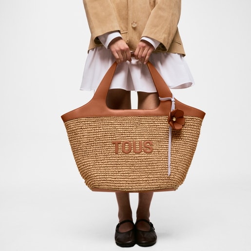 Capazo grande camel TOUS Lirio Rafia