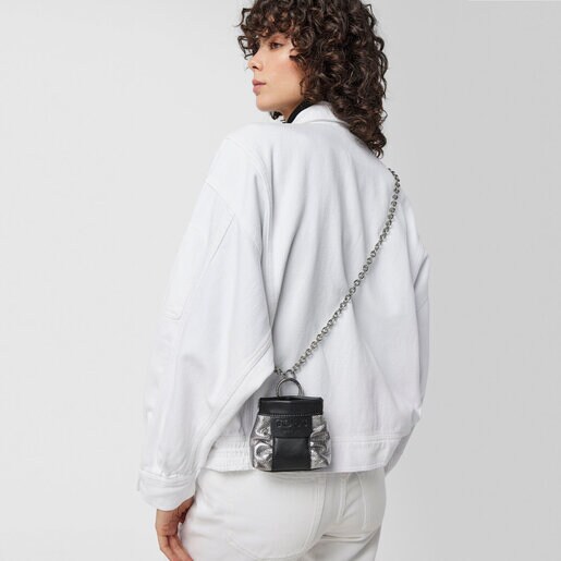 Mini silver colored leather TOUS Empire One-shoulder bag