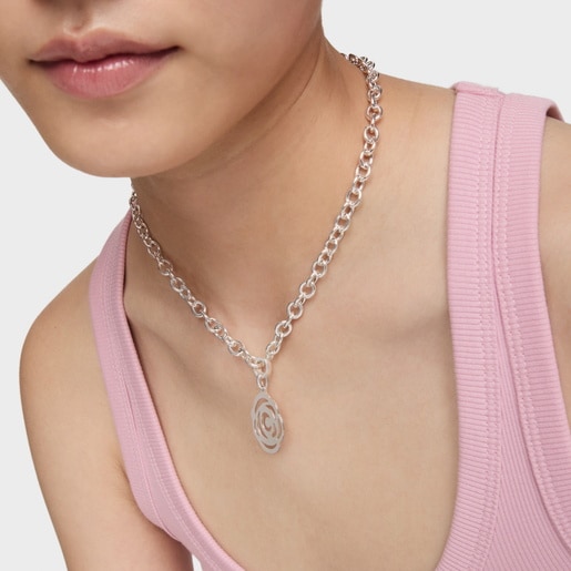 Silver Rosa de Abril Pendant