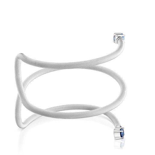 Silver and lab-grown gemstones double Bangle TOUS Mesh LGG