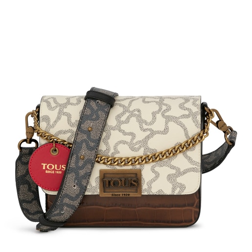 Bolso bandolera pequeña Tous de nylon con estampado en beige-gris —  Miralles Arévalo Joyeros