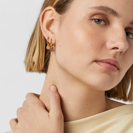 Boucle d’oreille TOUS Vibrant Colors avec améthyste et émail coloré