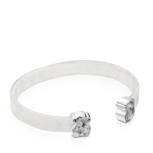Silver Mesh Color Bracelet with Tourmalinated quartz | TOUS