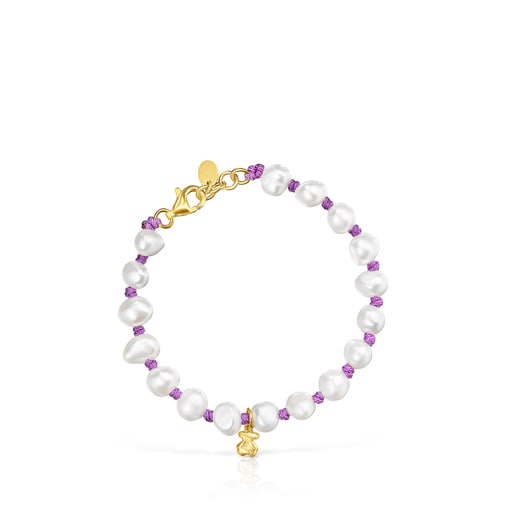 Bracciale in nylon lilla con perle TOUS Joy Bits