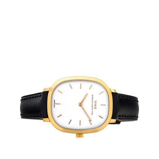 Gold Heritage watch with black leather strap - Limited Edition