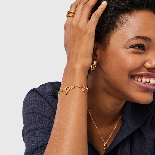 Браслет Luah из вермеля с сапфирами и кварцем