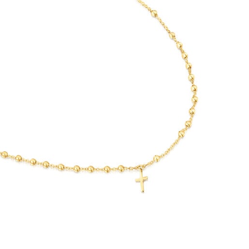 Collar rosario con baño de oro 18 kt sobre plata y motivo cruz Tamara Falcó X TOUS