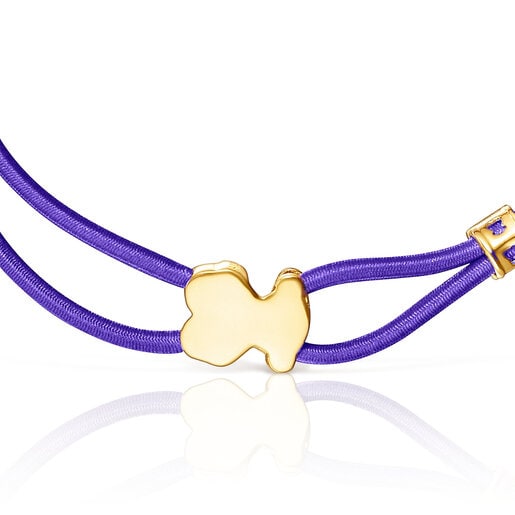Lilac-colored Elastic bracelet with silver vermeil bear Sweet Dolls