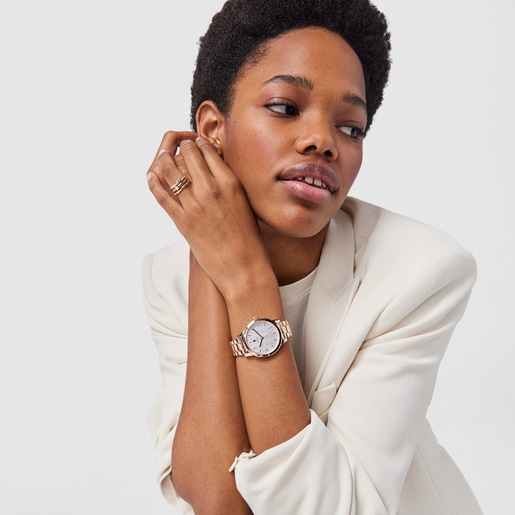 Часы Glazed из стали c розовым ионным напылением