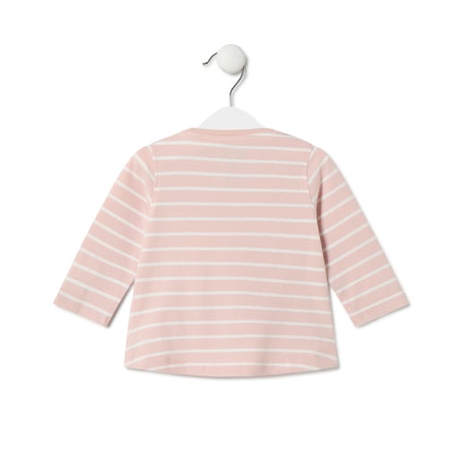 Camisola às riscas Casual cor-de-rosa