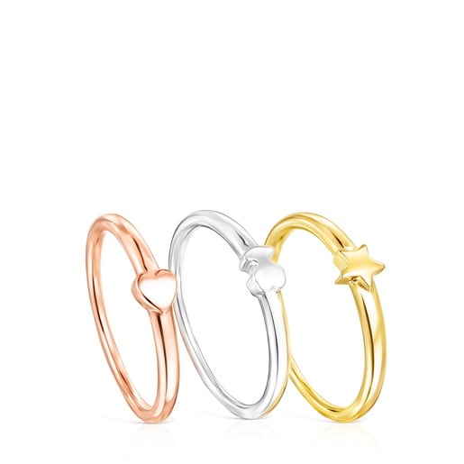 Lot de Bagues Ring Mix motifs en Argent, Argent Vermeil et Argent Vermeil rosé