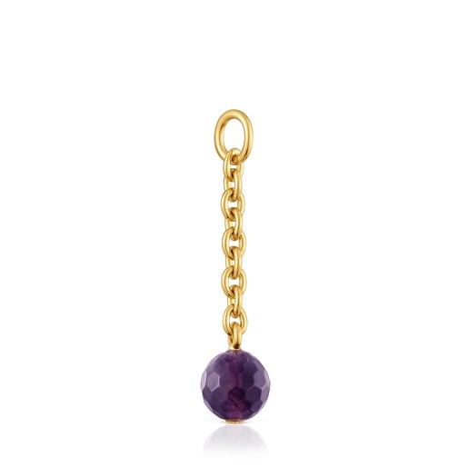 Hold Oval Pendant with 18kt gold plating over silver and amethyst