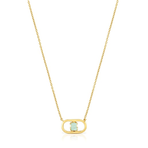 Collar baño de oro 18 kt sobre plata y amazonita Camille