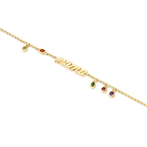 Pulsera Mama con baño de oro 18 kt sobre plata y gemas TOUS Mama