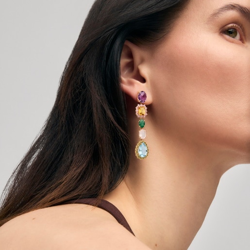 Pendientes largos de oro con gemas TOUS ATELIER