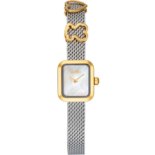Analog Watch with steel bracelet, gold-colored steel motif and mother-of-pearl face TOUS ICON TIME CHARMS