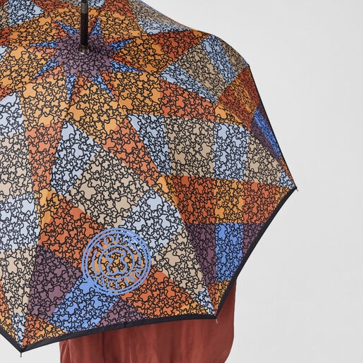 Large blue and orange Kaos Mini Stamp Umbrella
