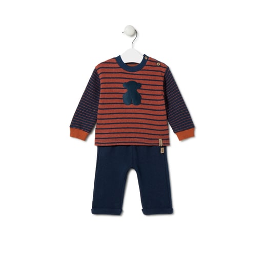 Boys plain and striped outfit in Black navy blue