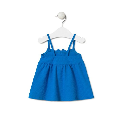 Girls spaghetti strap dress in Logo blue