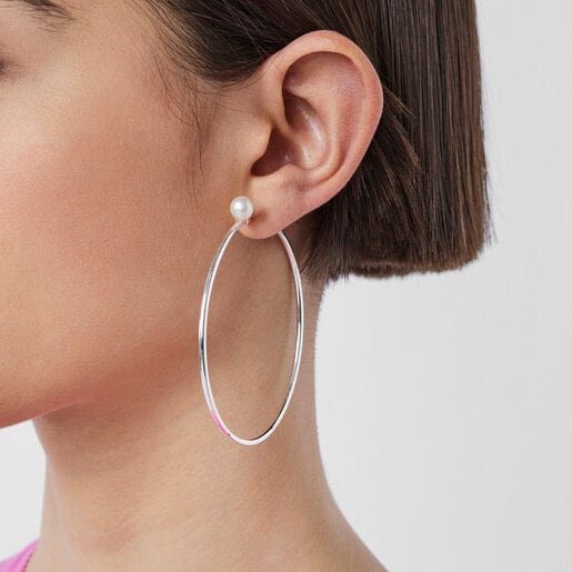 Boucles d’oreilles TOUS Basics grandes en Argent avec Perle