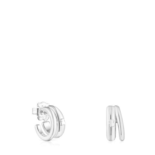 Silver TOUS Fellow Double-hoop earrings