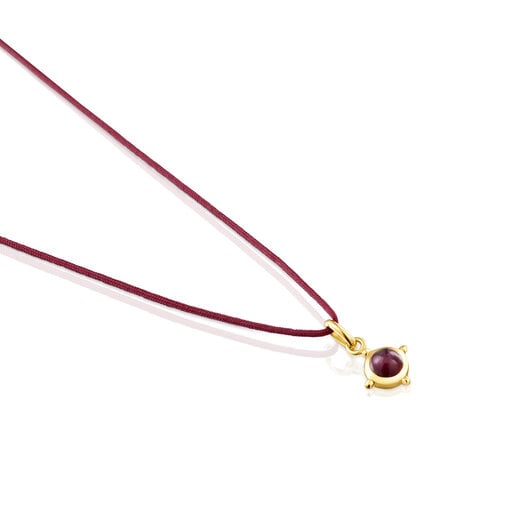 Magic Nature Necklace with ruby and garnet-colored cord