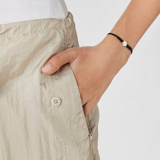 Pulsera de nylon con motivo flor de plata Bold Motif