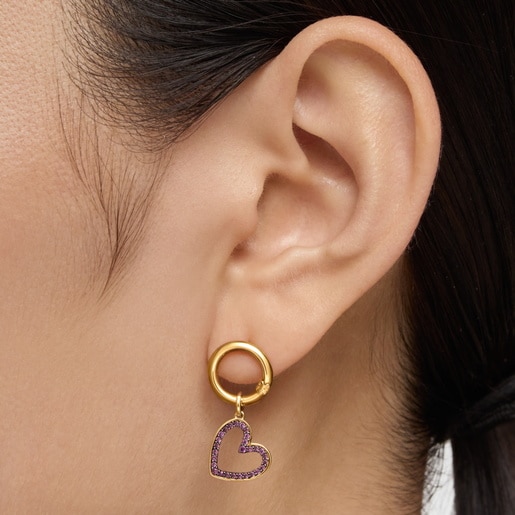 14kt gold heart Pendant with rhodolite Medallions