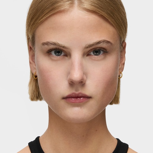 Short 15 mm ball Hoop earrings with 18kt gold plating over silver TOUS Basics