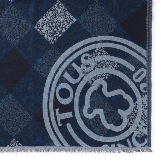 Blue jacquard Kaos Mini Stamp Foulard