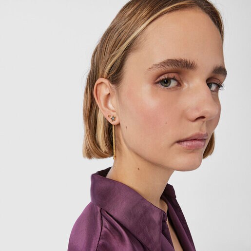 סט עגילי ורמייל צהוב בשילוב יהלומים