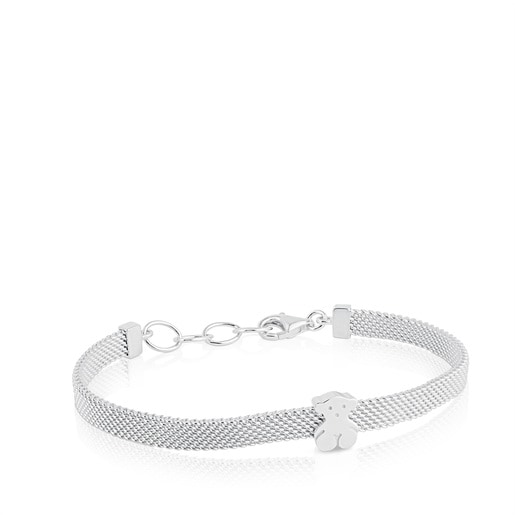 Bären-Armband Mesh aus Silber