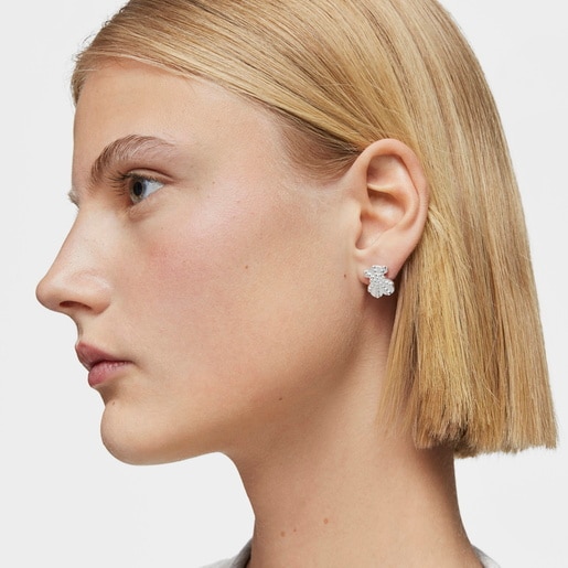 עגילי דובון TOUS Grain קטנים מכסף