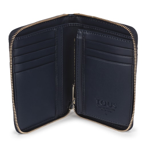 Small navy blue Script Day wallet