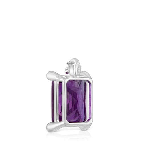 Pendentif en argent et saphir lilas créé en laboratoire petit TOUS Color Lab