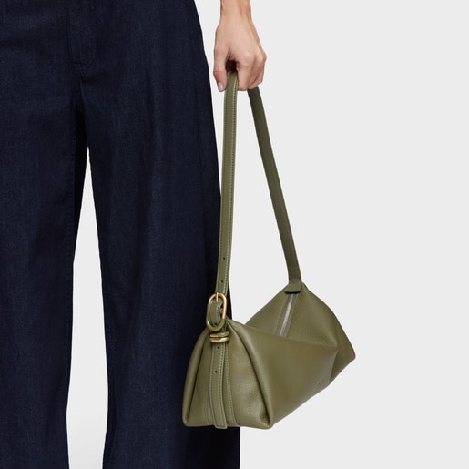 Bandolera de piel verde oliva TOUS Fold