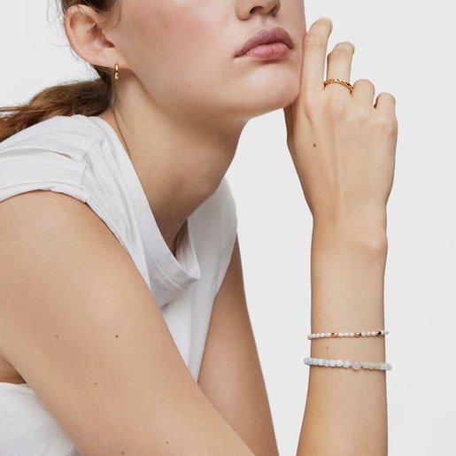 Bracelet with cultured pearls and 18kt gold plating over silver and Gloss