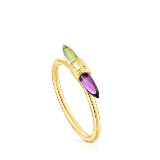 Gold Lure Ring with gemstones