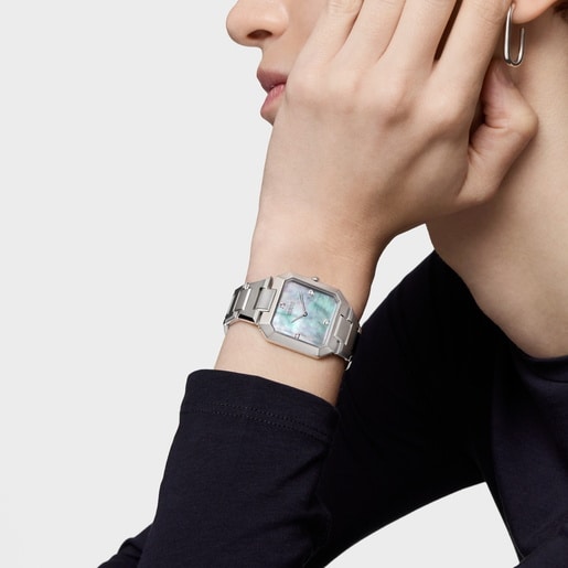 Analog watch with steel bracelet and mother-of-pearl face Karat