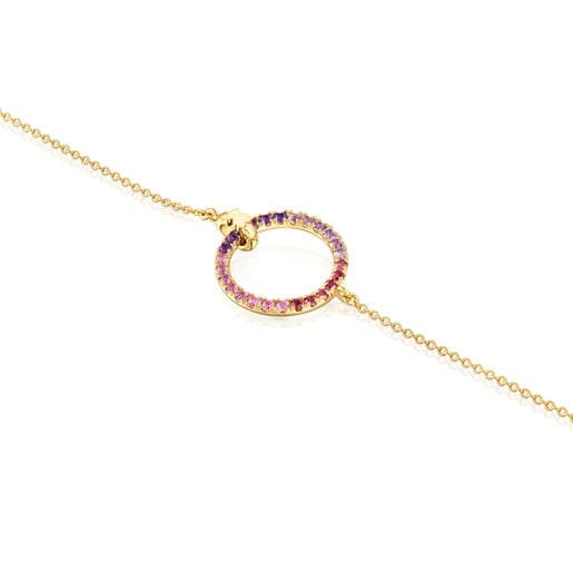Pulsera cadena con baño de oro 18 kt sobre plata y gemas Straight