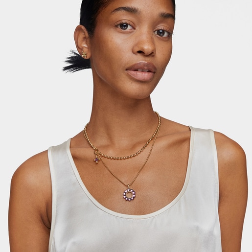 Small Pendant with 18kt gold plating over silver and amethyst Sugar Party