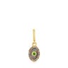 Medallion Pendant with 18kt gold plating over silver, nacre, chrome diopside and iolite Medallions
