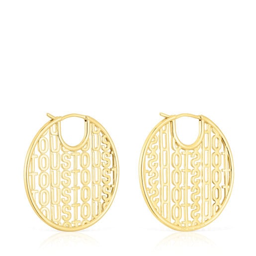 Aretes con baño de oro 18 kt sobre plata Logo