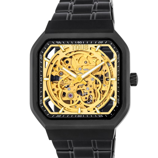 Αναλογικό ρολόι D-Bear με λουράκι από ατσάλι με επιμετάλλωση σε μαύρο χρώμα