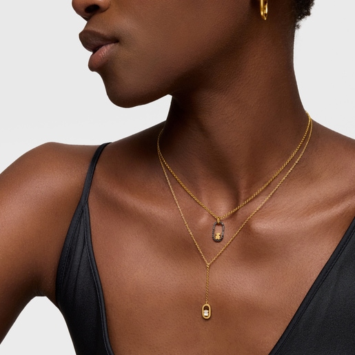 Collar baño de oro 18 kt sobre plata y nácar Camille